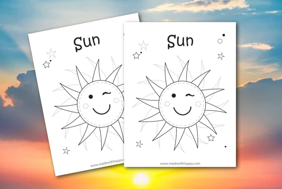 Sun coloring page free printable