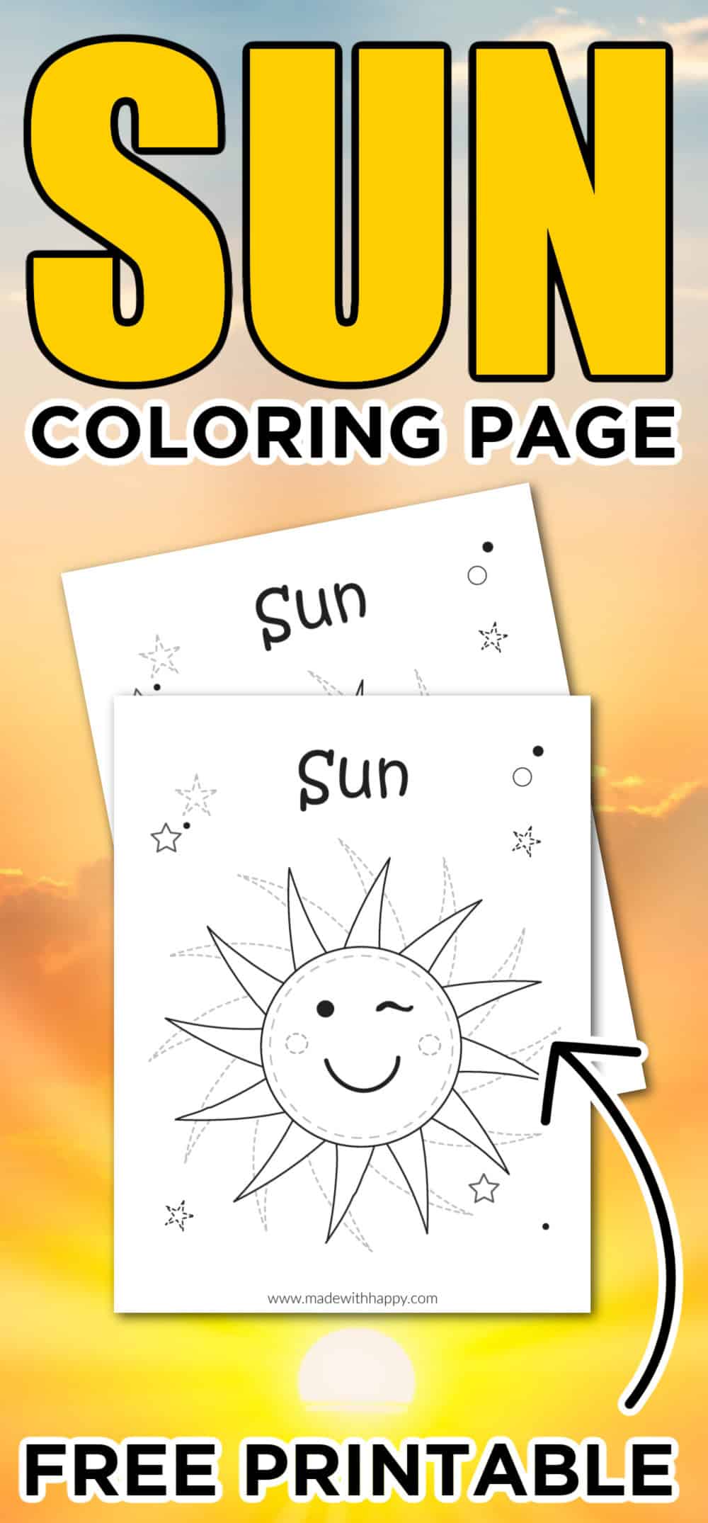 Sun coloring page free printable