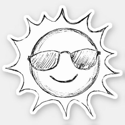 Sun wearing sunglasses sketch sticker zazzle drawing sunglasses sun with sunglasses sun drawing