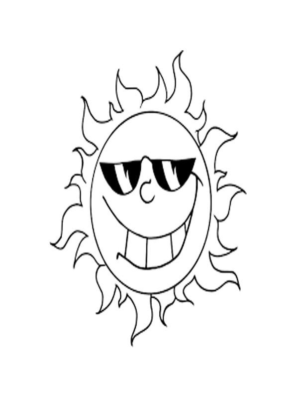 Cool sun with sunglasses colorg page