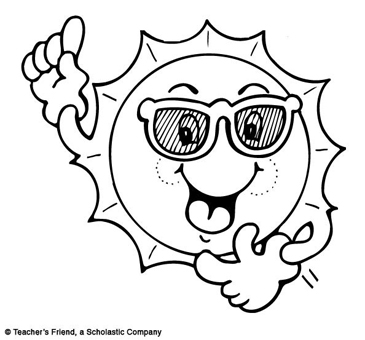 Smiling sun with sunglasses printable clip art and images