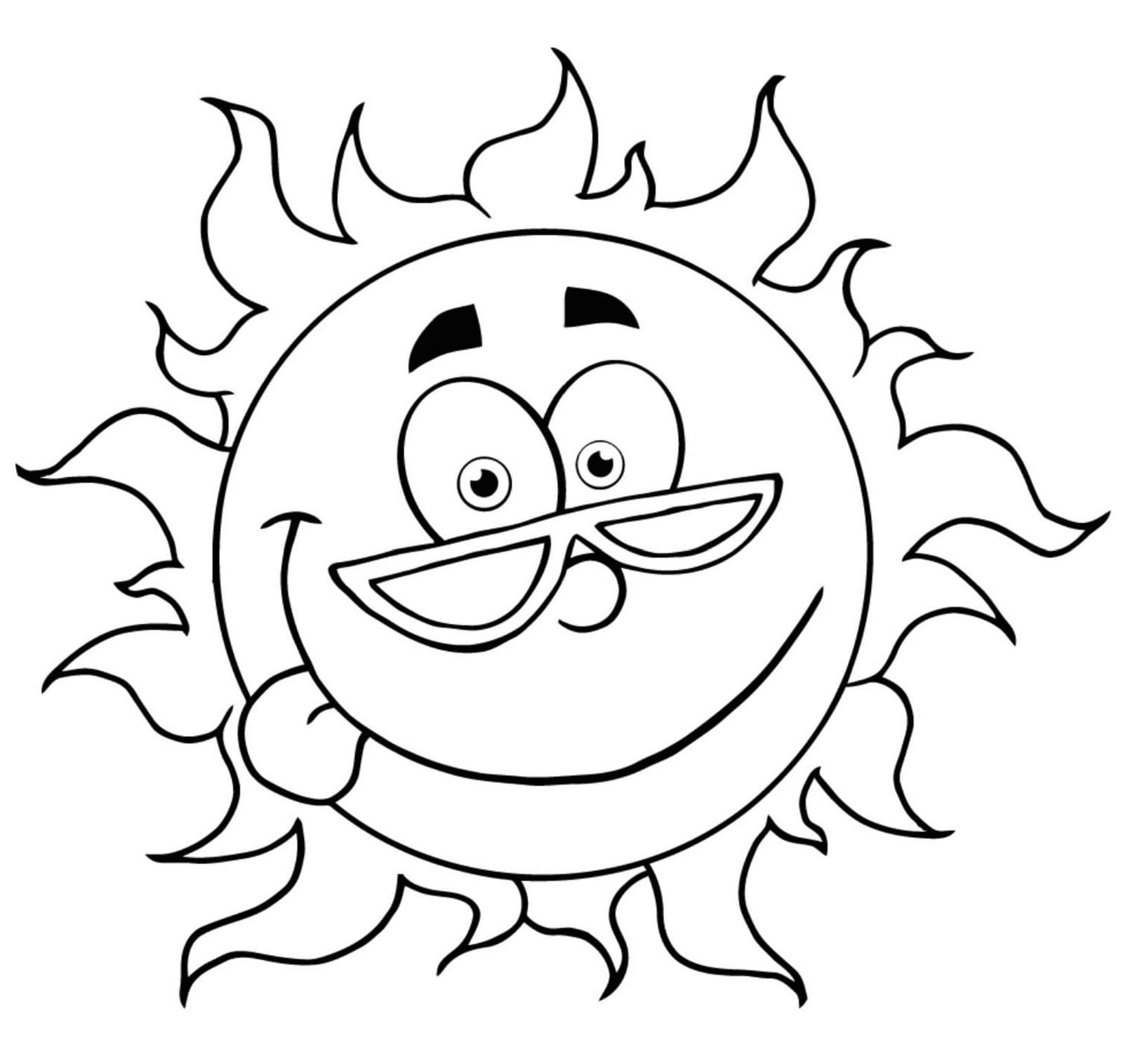 Funny sun coloring page