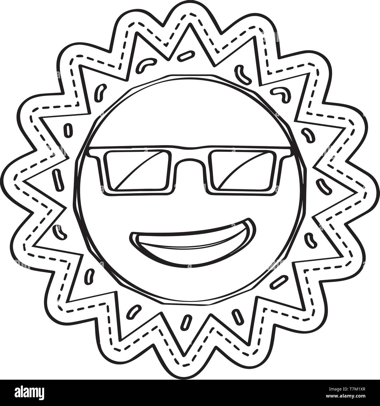 Summer sun cartoon black and white stock photos images