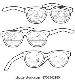 Hundred coloring pages sun glasses royalty