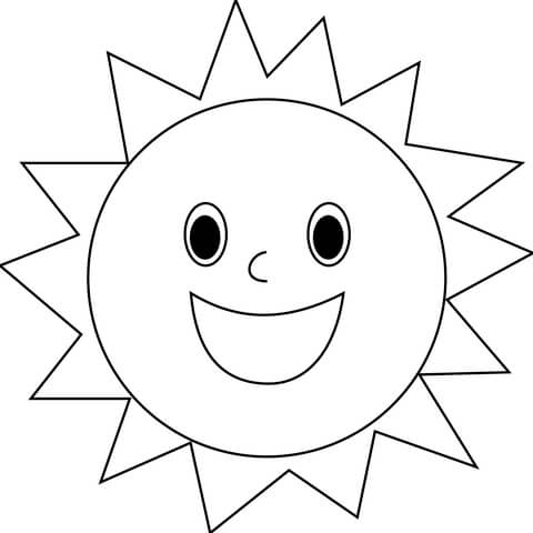 Smiling sun coloring page free printable coloring pages