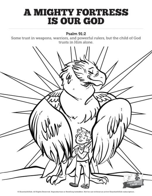 Psalm a mighty fortress is our god sunday school coloring pages â