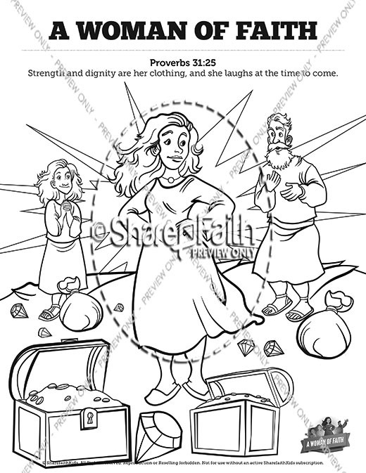 Proverbs a woman of faith sunday school coloring pages clover media