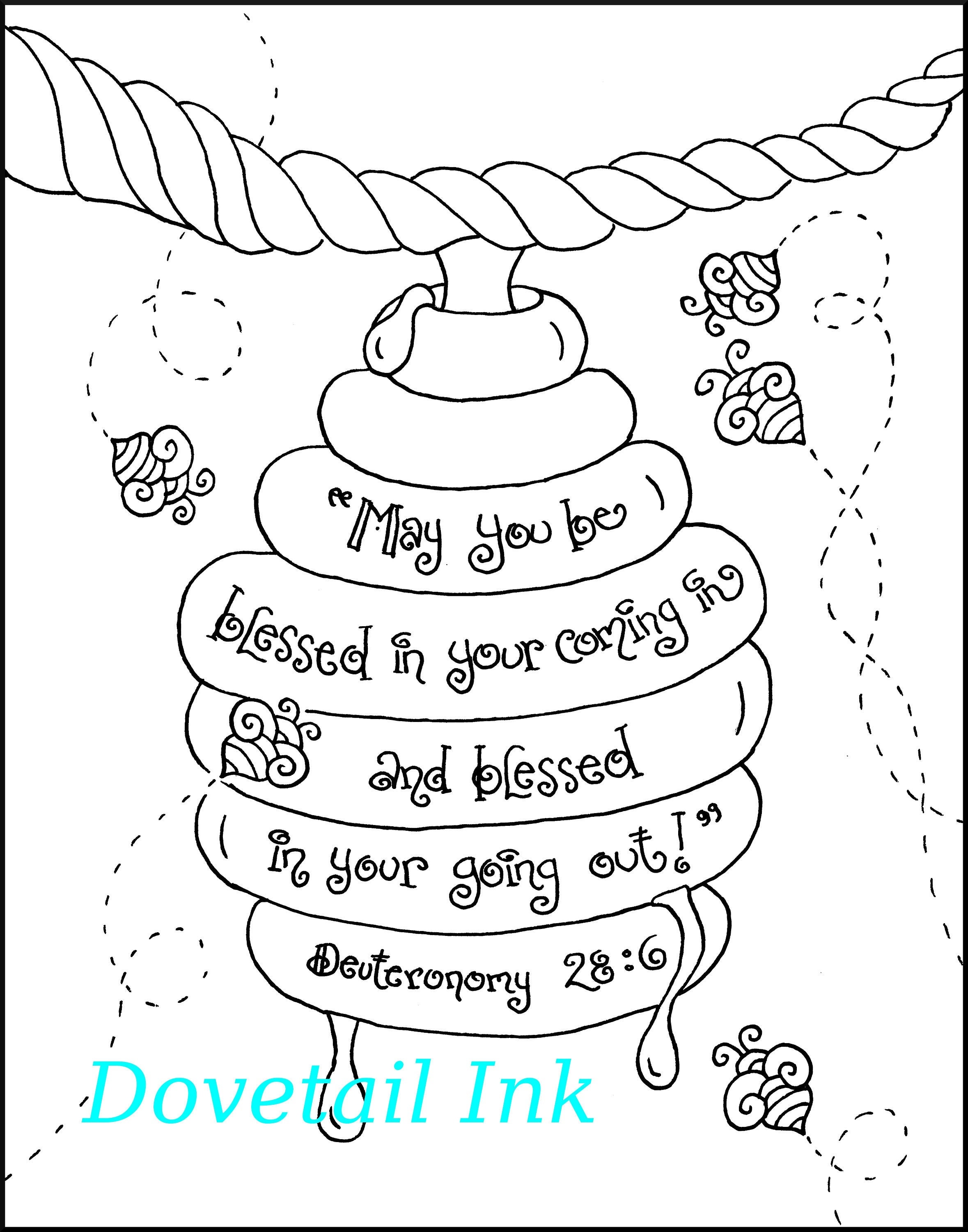 Printable christian coloring page for sunday school homeschool re rcia be blessed deuteronomy housewarming or moving
