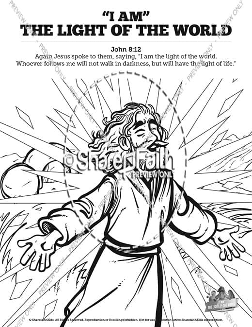 John light of the world sunday school coloring pages â