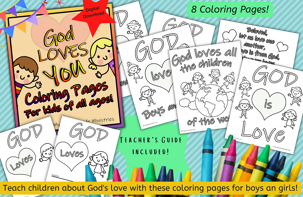 God loves you coloring pages worksheets for kids church or homeschool