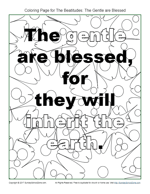 The gentle beatitudes coloring page on sunday school zone