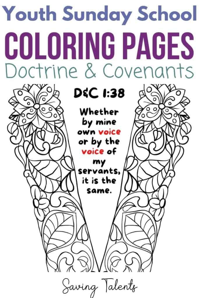 Youth sunday school coloring pages for doctrine covenants