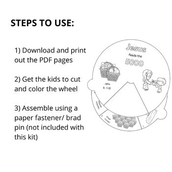 Sunday school coloring wheel bundle printable sunday school craft for kids