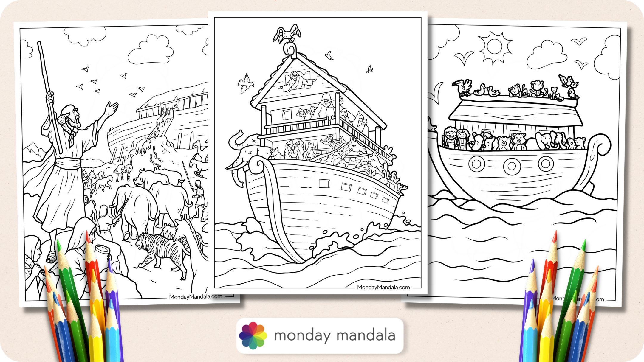 Noahs ark coloring pages free pdf printables