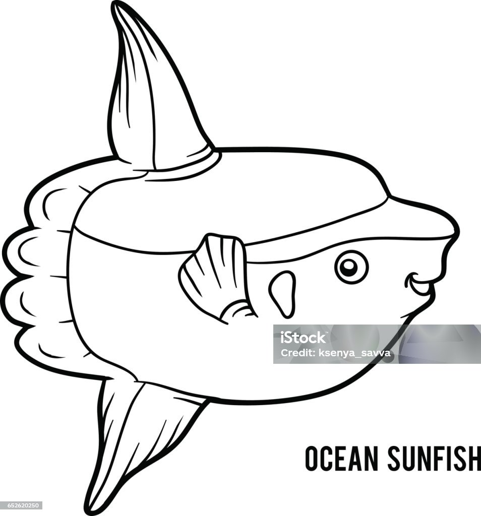 Coloring book ocean sunfish stock illustration