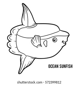 Coloring book children ocean sunfish stock vector royalty free