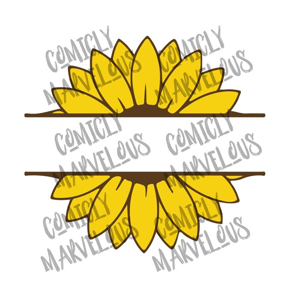 Color sunflower banner outline vector clip art digital download svg png eps dxf jpg