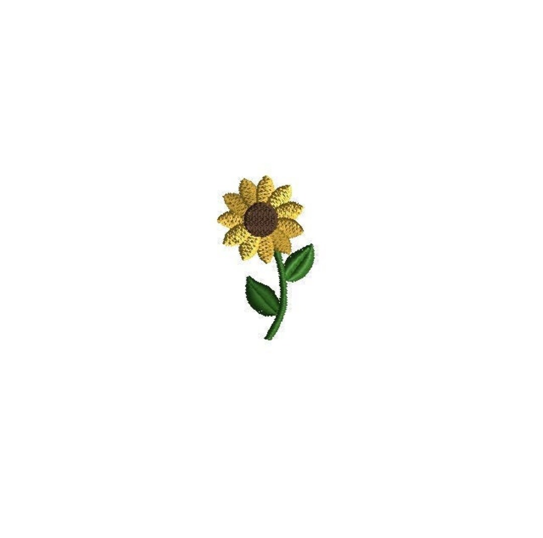 Mini sunflower stem machine embroidery design