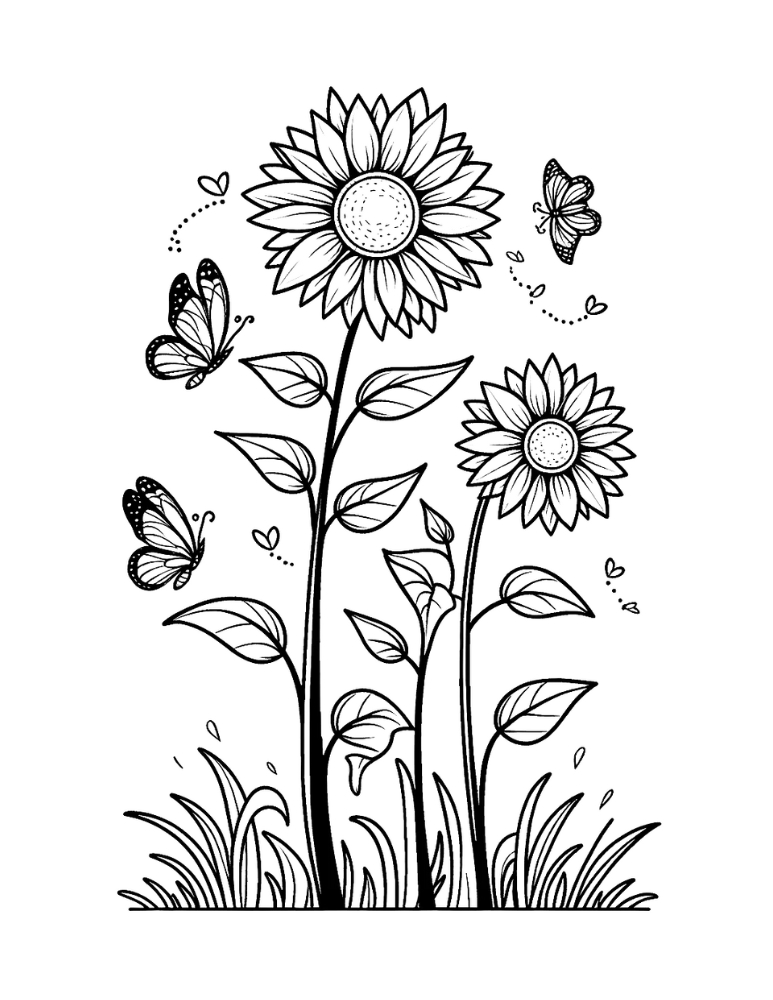 Free printable sunflower coloring pages