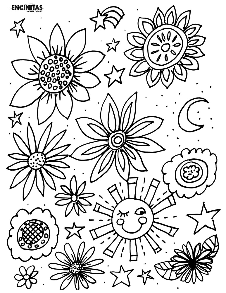 Hopeful sunflowers coloring page â encinitas house of art