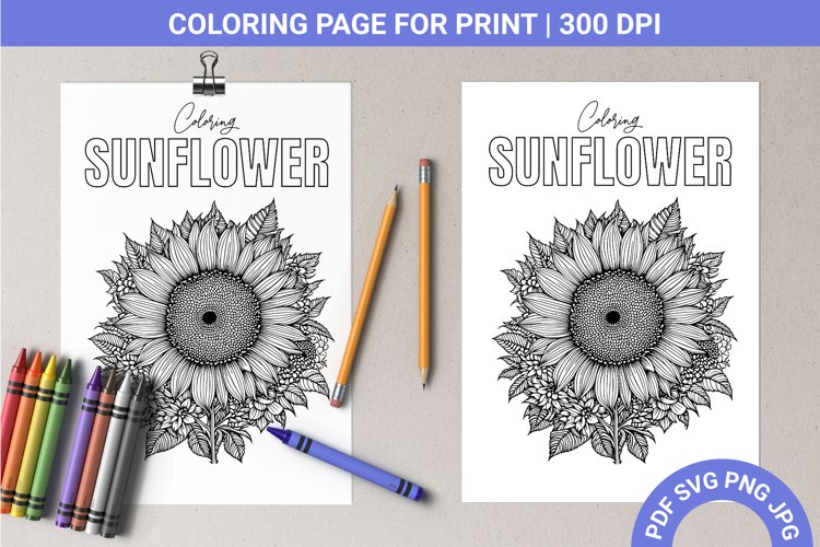 Sunflower flower coloring page a