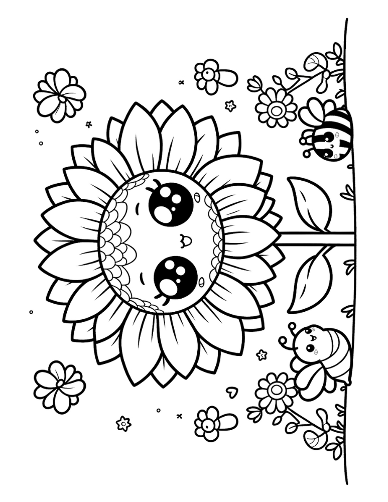 Free printable sunflower coloring pages