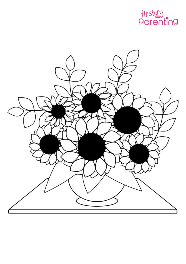 Easy printable sunflower coloring pages for kids