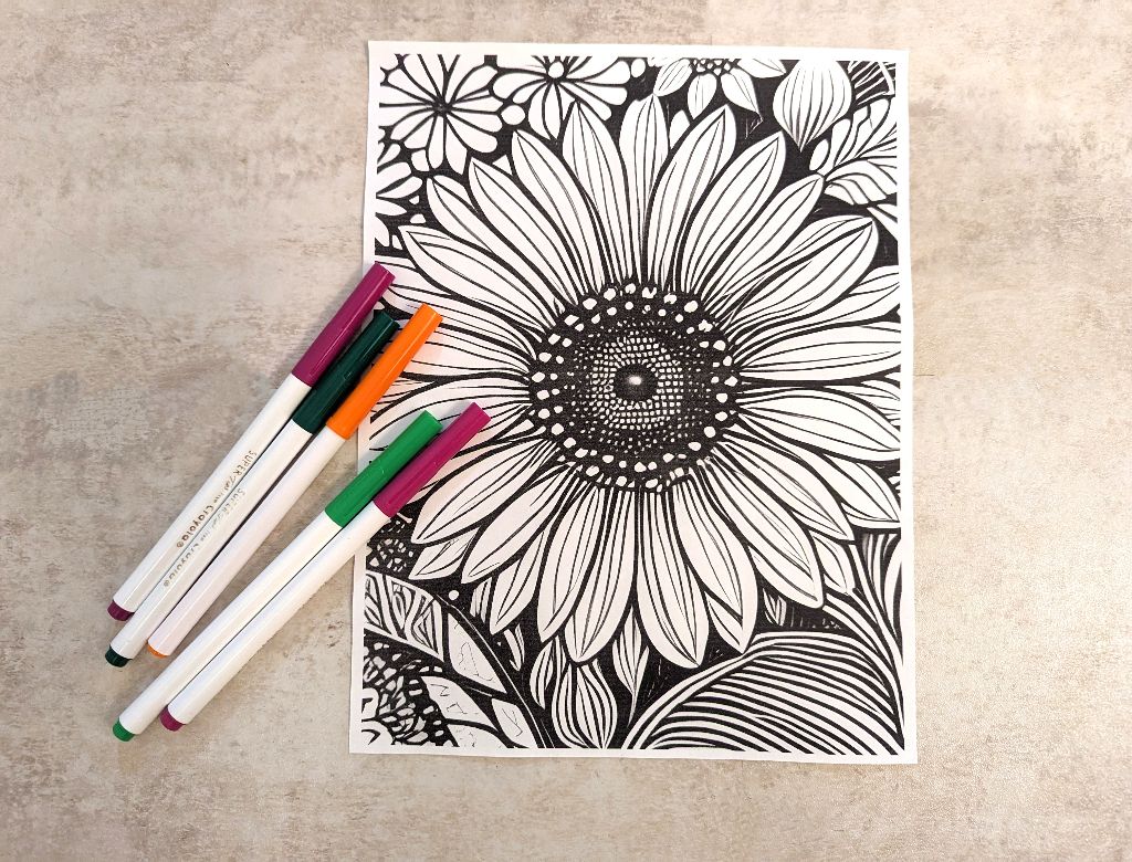 Sunflower coloring page â free printable