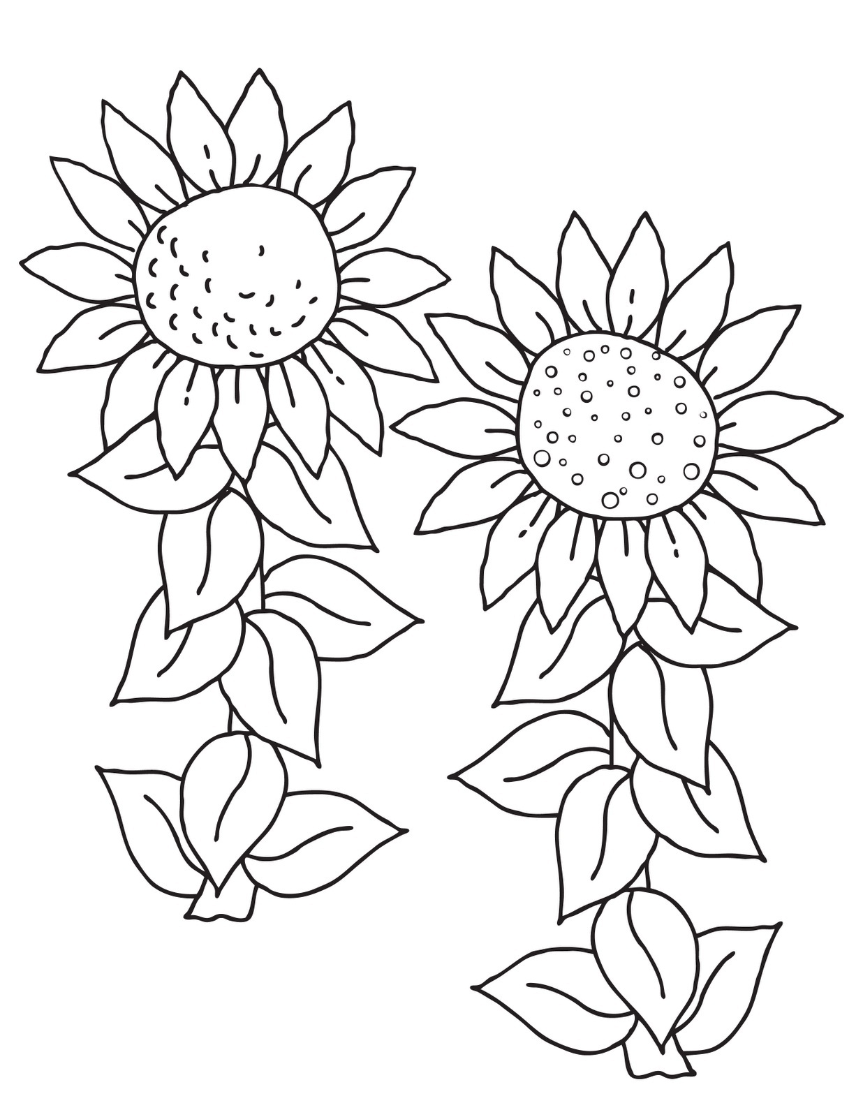 Free printable sunflower coloring pages for kids