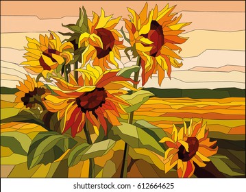 Stained glass sunflower images stock photos d objects vectors