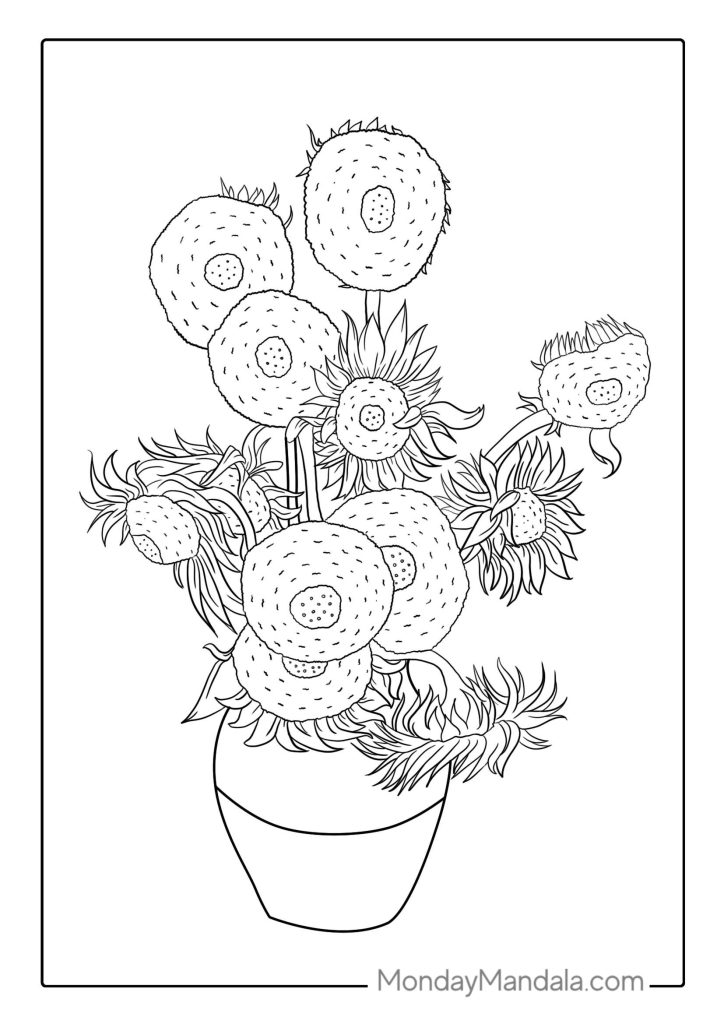 Sunflower coloring pages free pdf printables