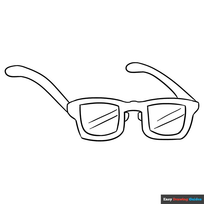 Glasses coloring page easy drawing guides