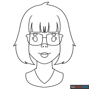 Girl in glasses coloring page easy drawing guides