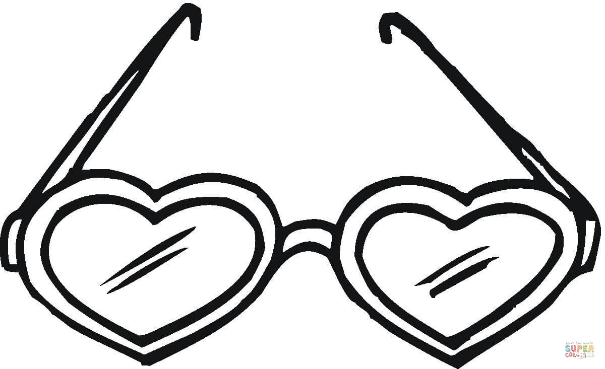 Heart shaped sunglasses coloring page free printable coloring pages