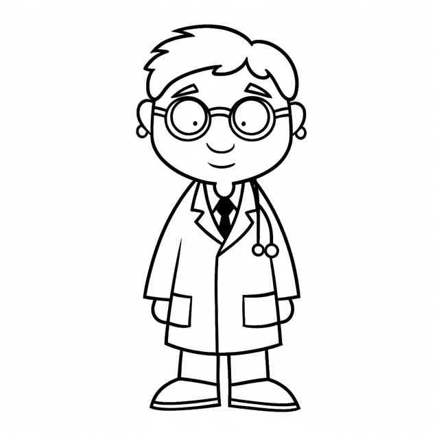 Cartoon doctor coloring page with glasses outline sketch drawing vector car drawing cartoon drawing wing drawing png and vector with transparent background for free download