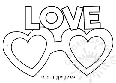 Heart shaped paper eyeglasses printable coloring page