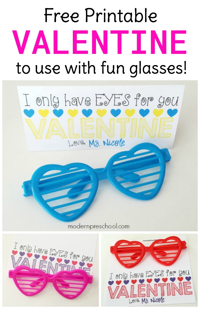 Simple sunglasses printable valentine