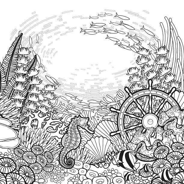 Tropical fish coloring pages stock illustrations royalty