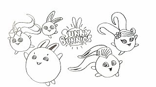 Drawing sunny bunnies coloring page