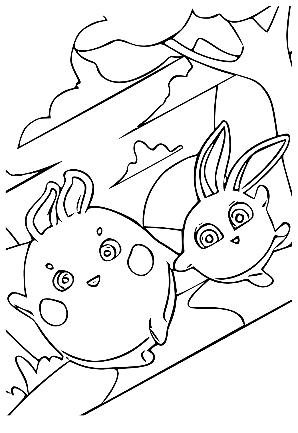 Free printable sunny bunnies friends coloring page for adults and kids