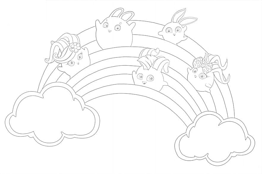 Adorable sunny bunnies coloring page