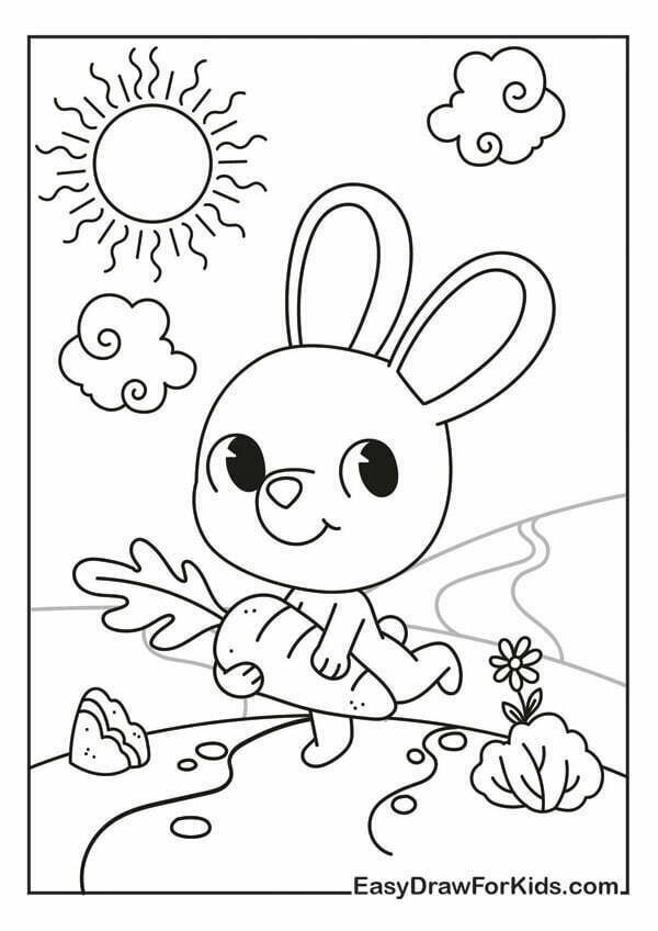 Bunny coloring pages free pdf printables easy draw for kids