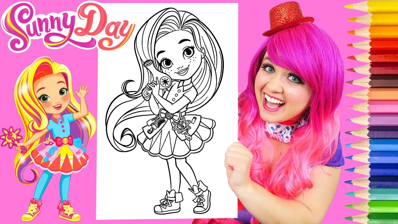 Coloring sunny day hairstylist coloring book page prisacolor colored pencils kii the clown