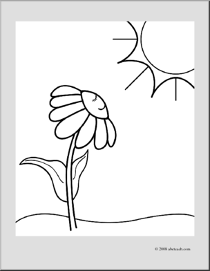 Clip art daisy sunny day coloring page i
