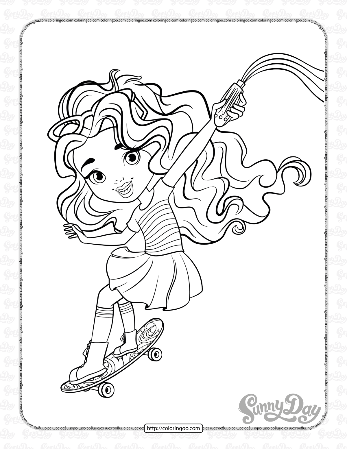 Sunny day rox skateboarding coloring page