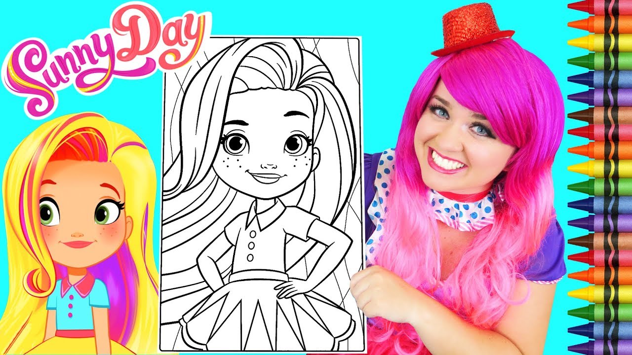 Coloring sunny day hairstylist giant coloring page crayola crayons kii the clown