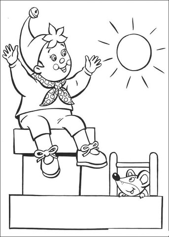 Noddy enjoys the sunny day coloring page free printable coloring pages