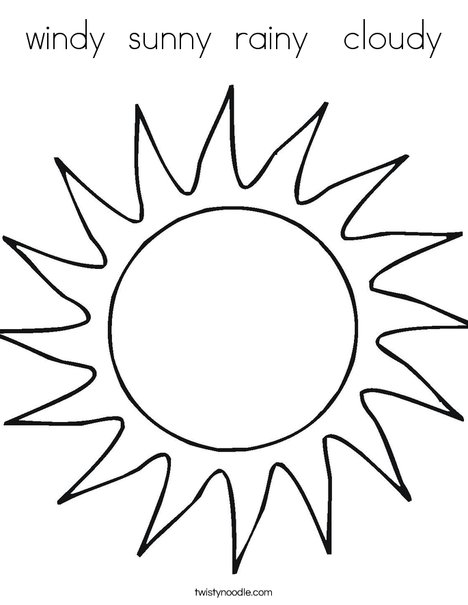 Windy sunny rainy cloudy coloring page