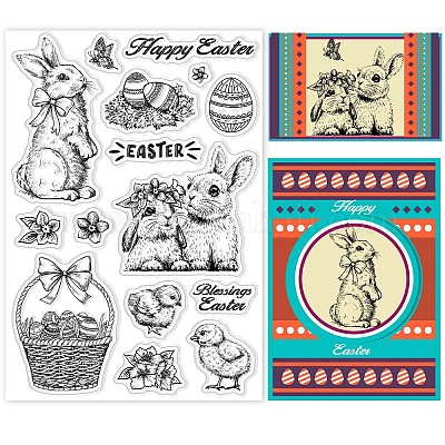 Shop globleland vintage happy easter day clear stamps easter bunny silicone stamps easter egg chick rubber transparent rubber seal stamps for card making diy scrapbooking photo album decoration for jewelry making