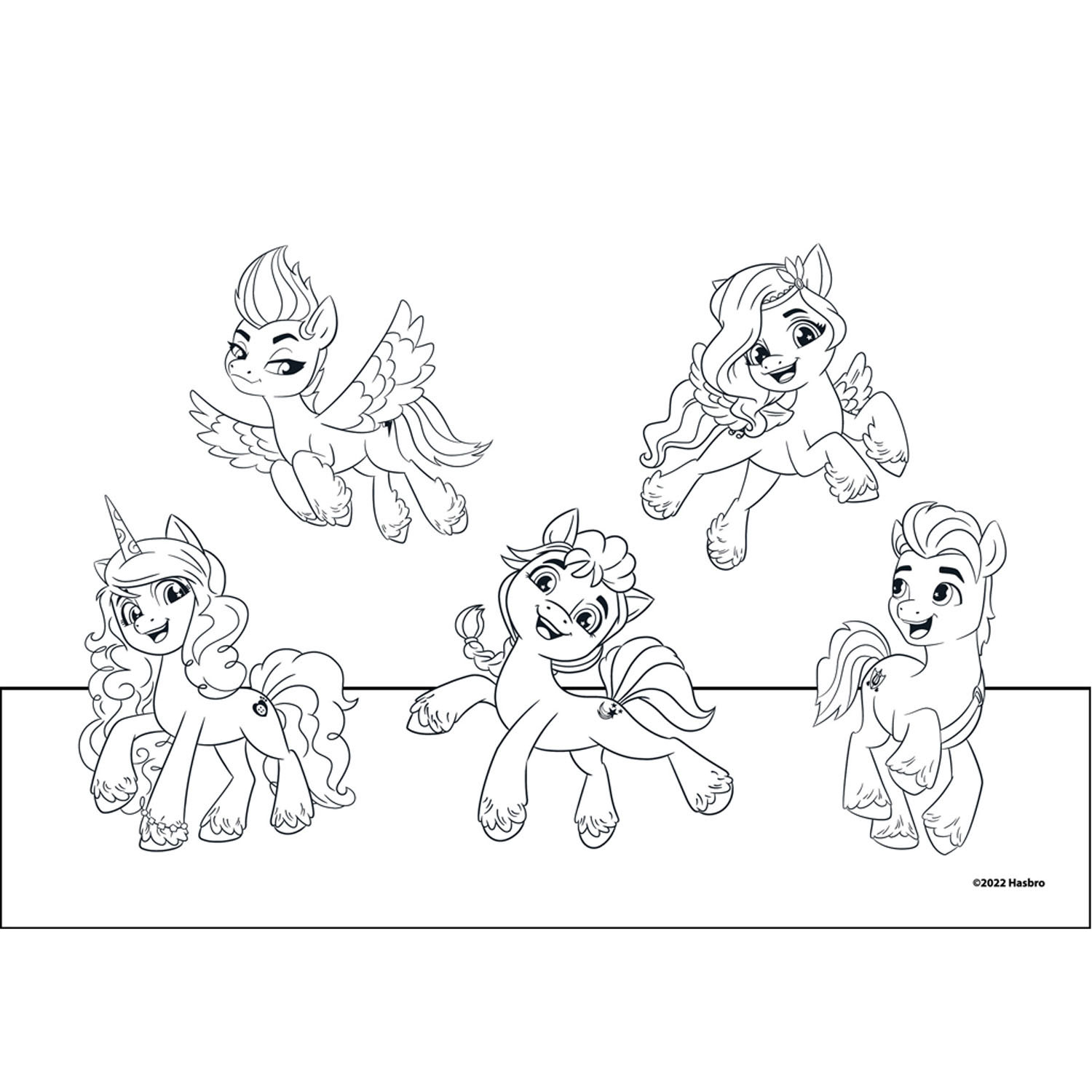 My little pony coloring pages with stencil and sticker sheet thimble toys